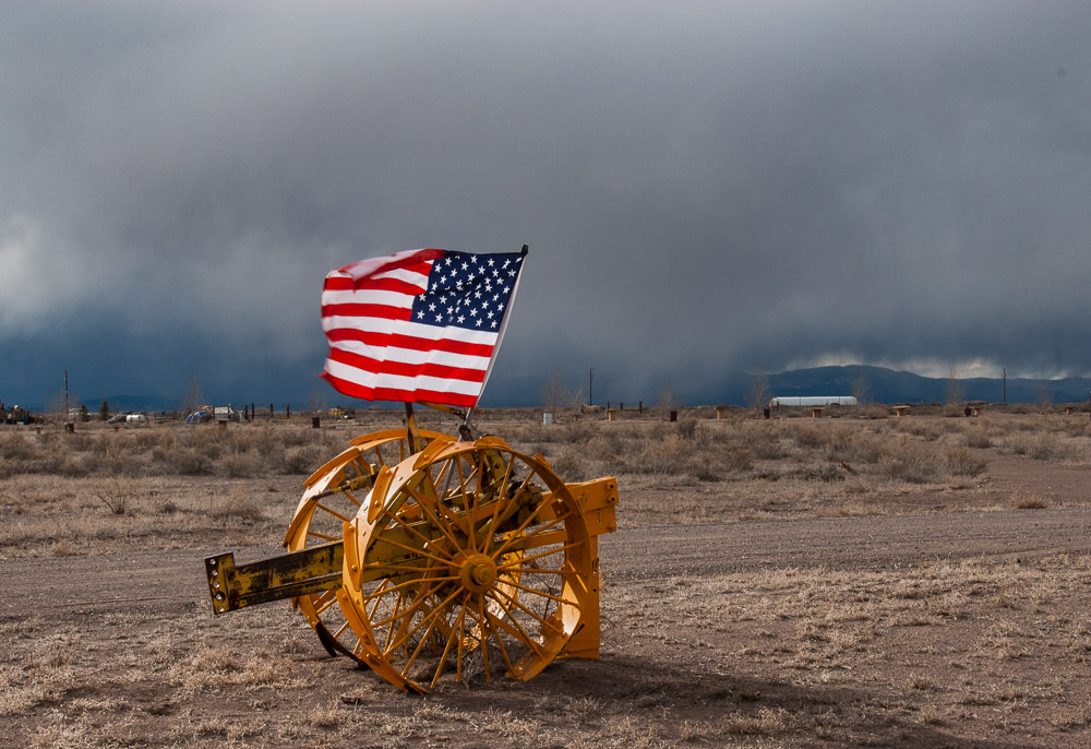 In a storm? Standing bravely?
